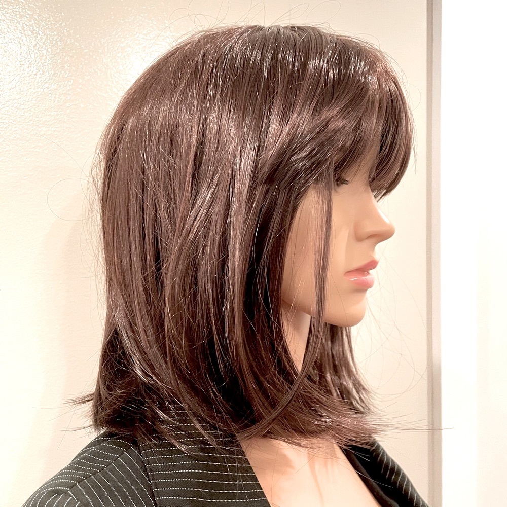 NWT 13” RESTOCKED chocolate brown glossy volume bob with long blunt bangs